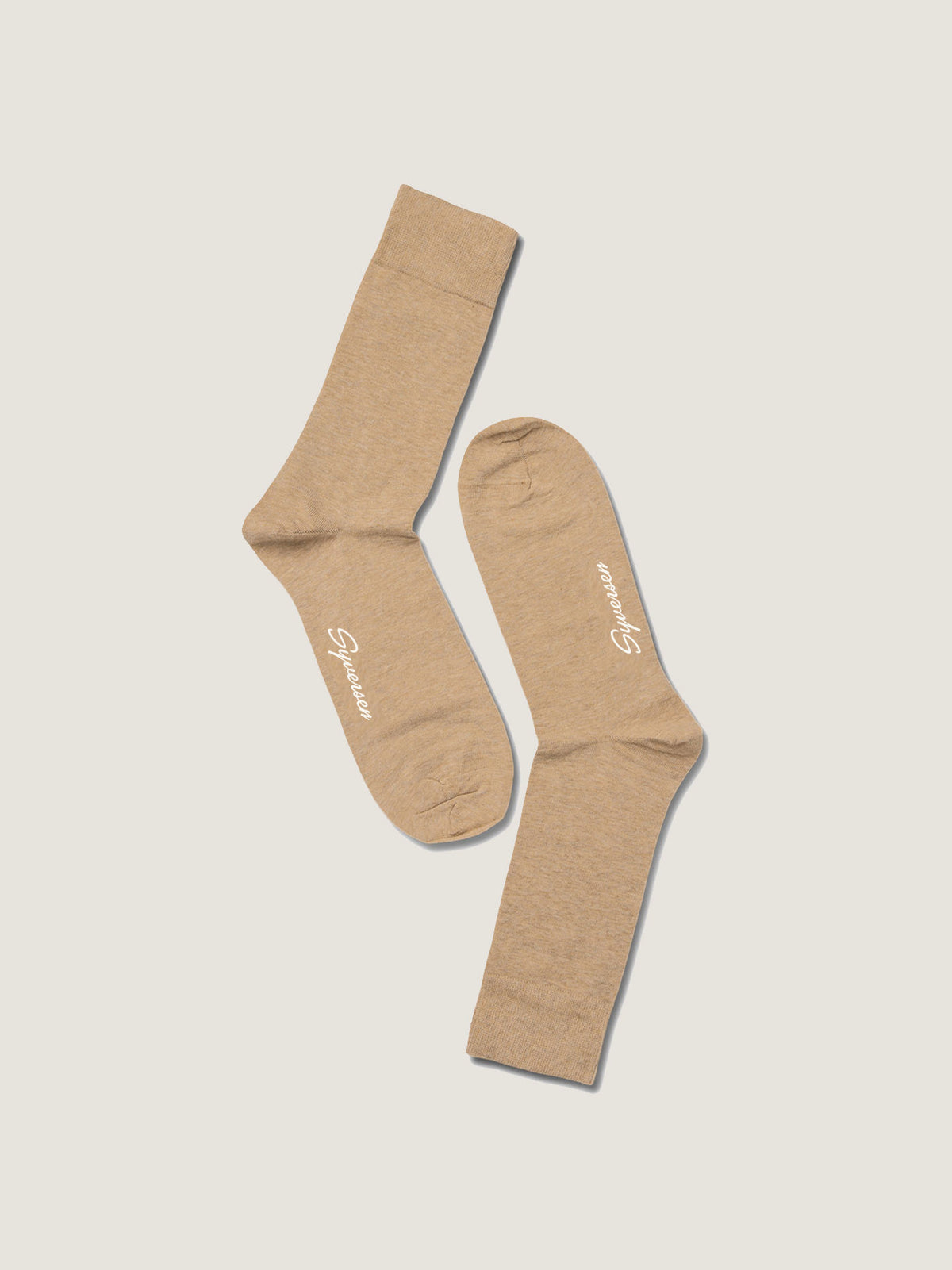 Cotton Cashmere Blend Crew Sock Beige Melange