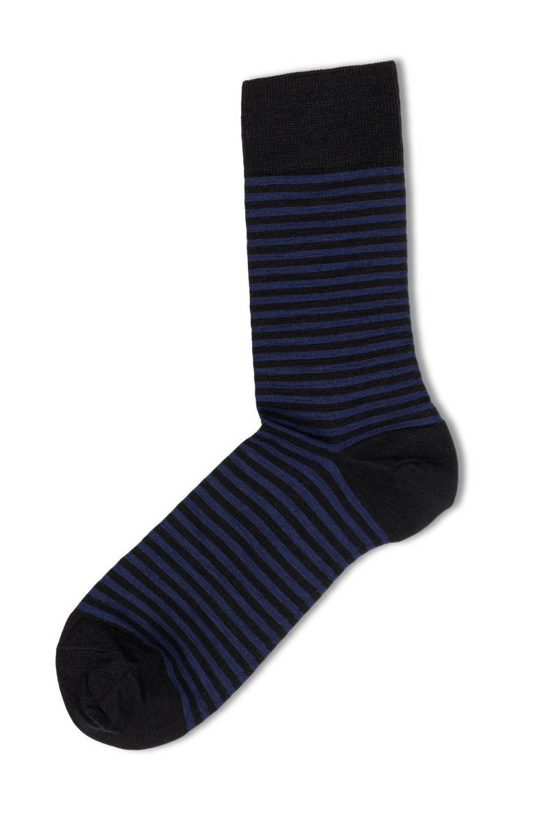 Eton Fine Wool Small Stripe Black/Blue