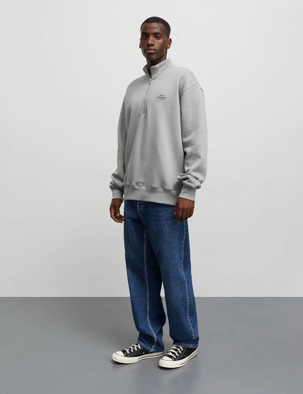 Standard half zip logo sweat Moon Mist