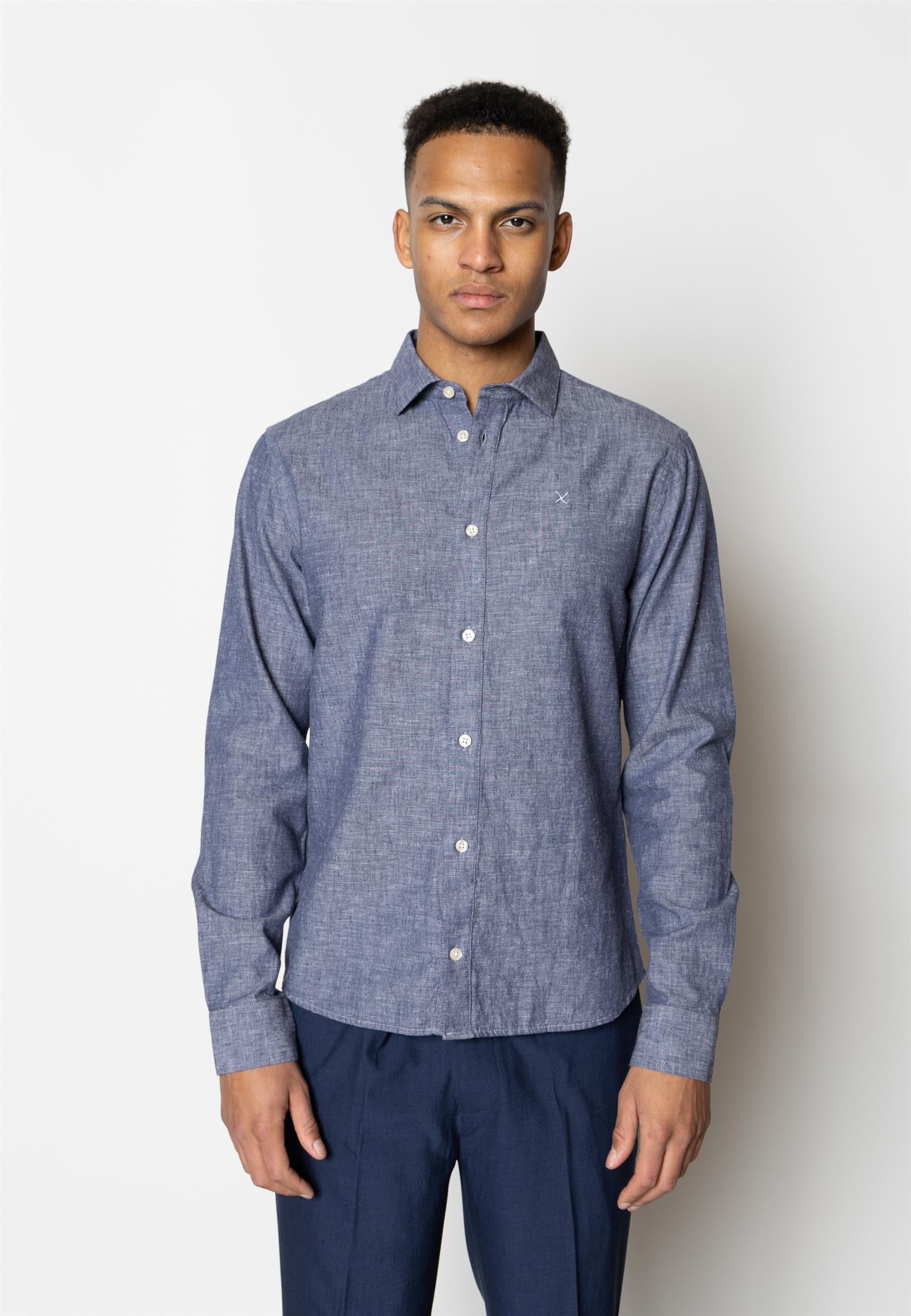 Jamie cotton linen L/S Dark Blue Melange