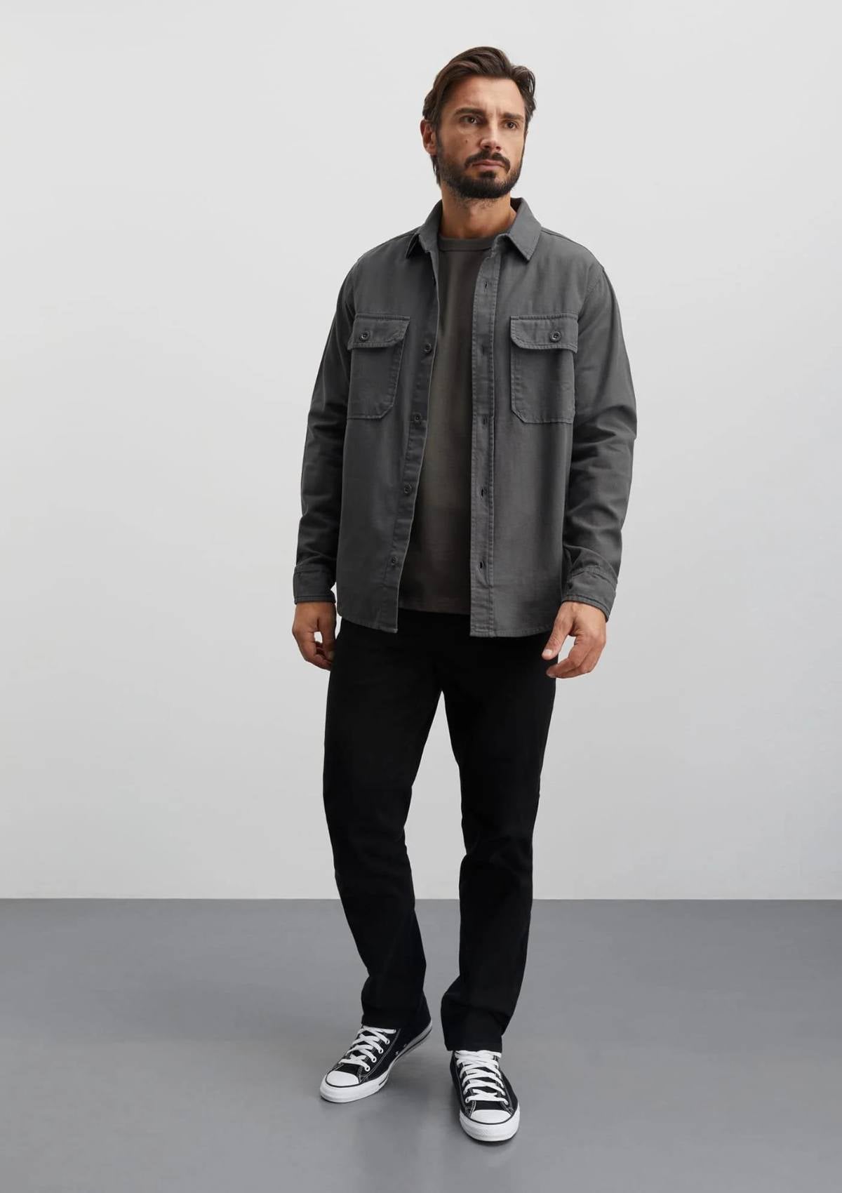 Dyed Canvas Skyler Shirt Charcoal Grey