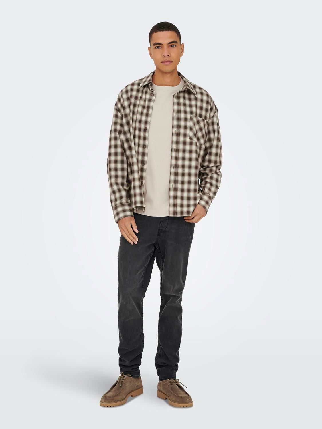 Onselliot Relaxed Cropped Ls Shirt 0384 Walnut