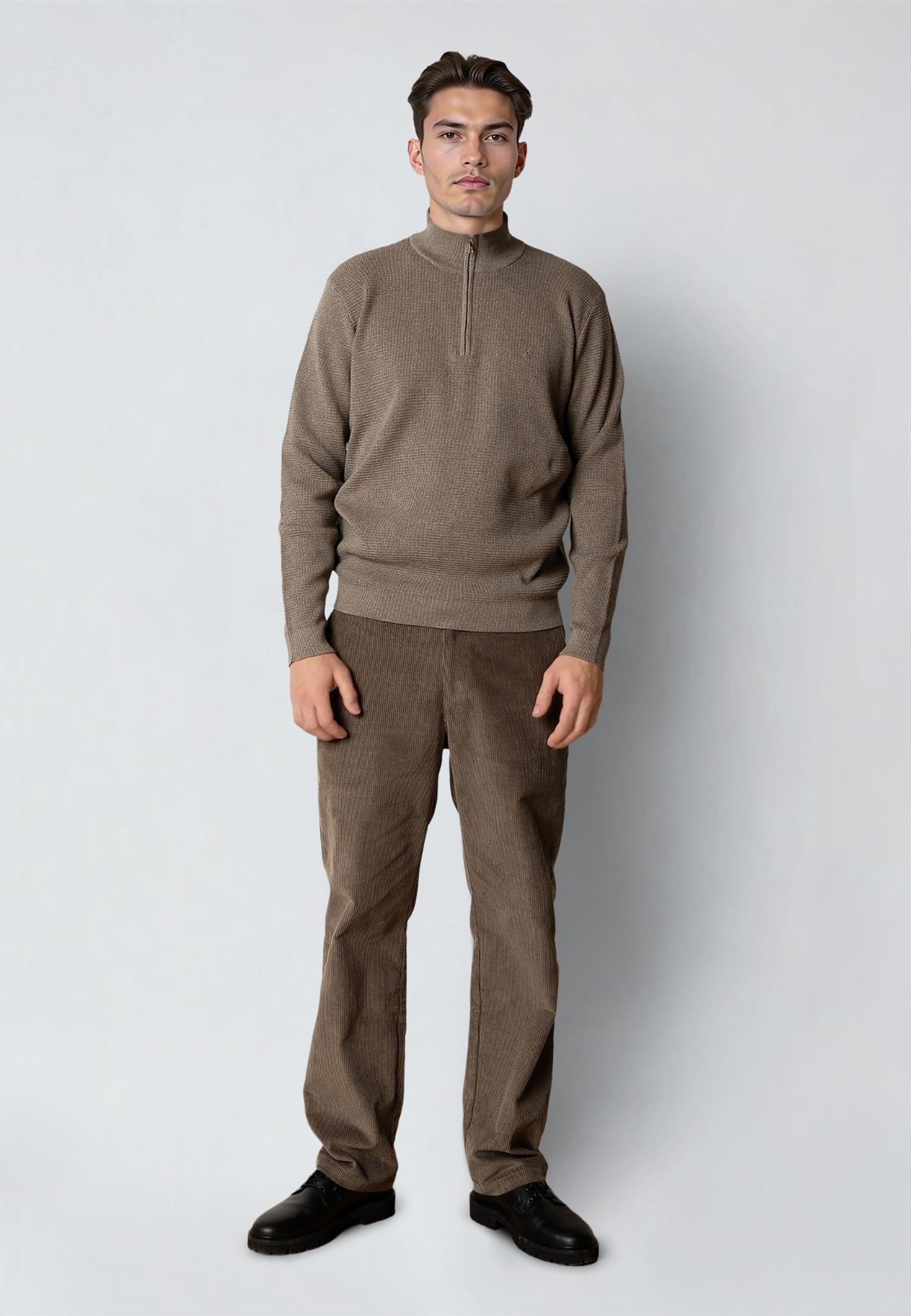 Oscar half-zip knit Brindle