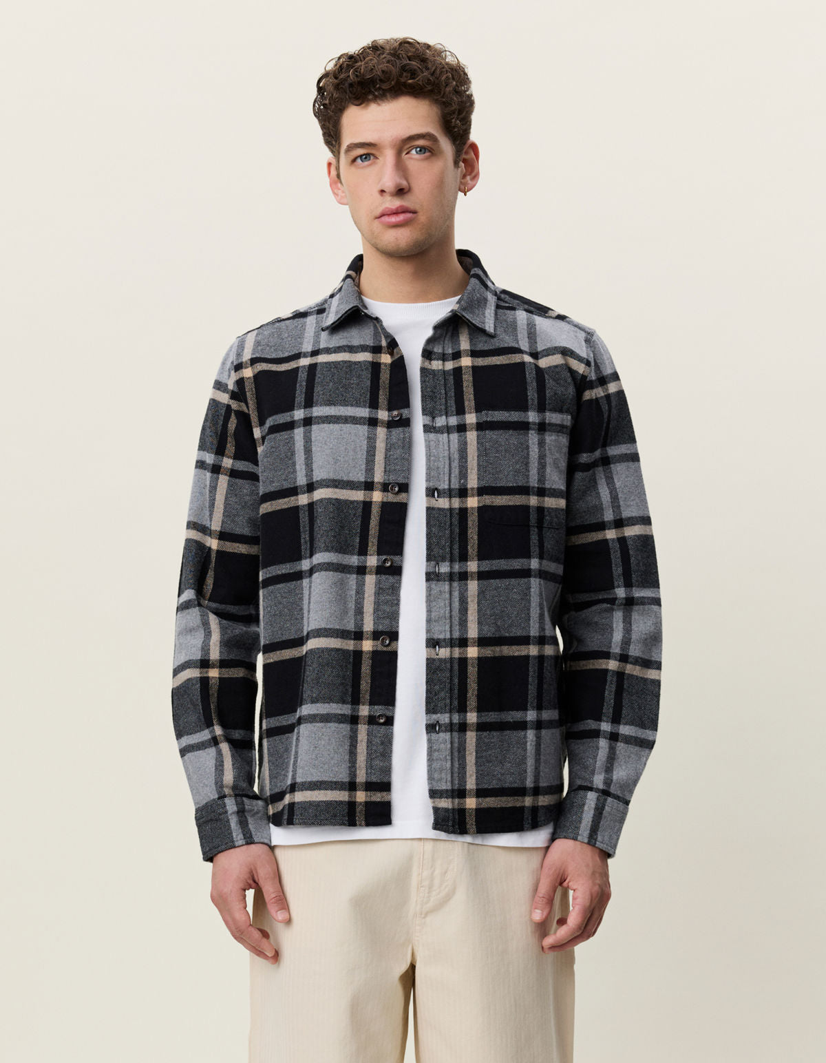 Check Flannel Shirt Grey Melange
