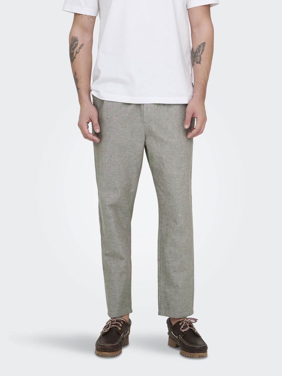 Onslinus Crop 0007 Cot Lin Pnt Noos Bungee Cord Two Tone (White)