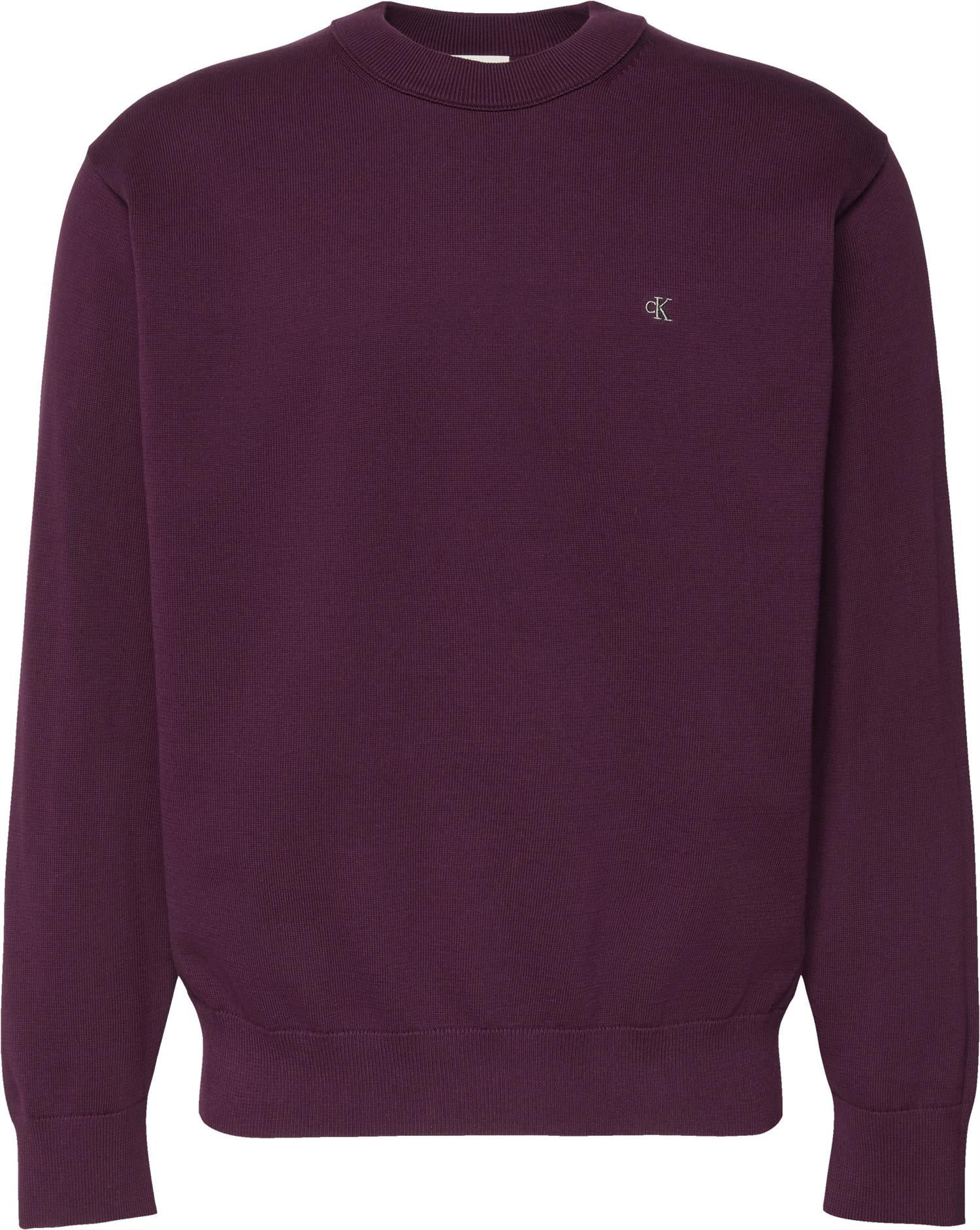 Eu Ls Cotton Relaxed Crewneck Sweater Passion Plum