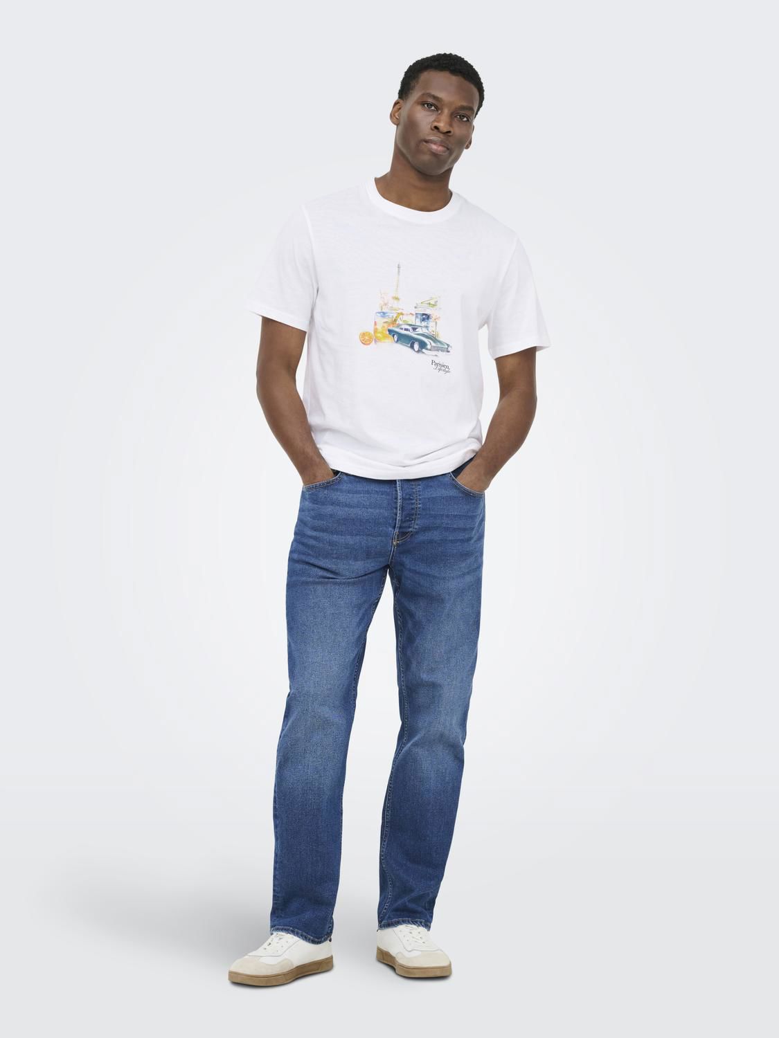 Onsmass Parisien Reg Ss Tee Vd Bright White Parisien