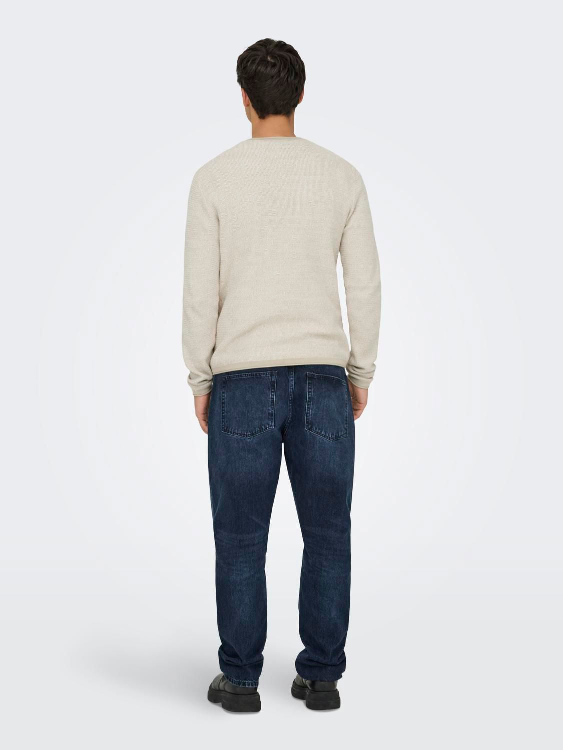 Onseric Reg 12 Struc Crew Knit Noos Silver Lining W. Cloud Dancer