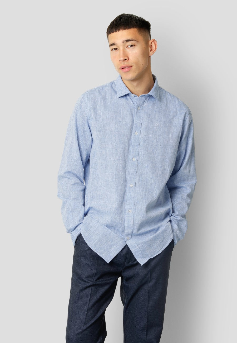 Jamie cotton linen L/S Blue Melange