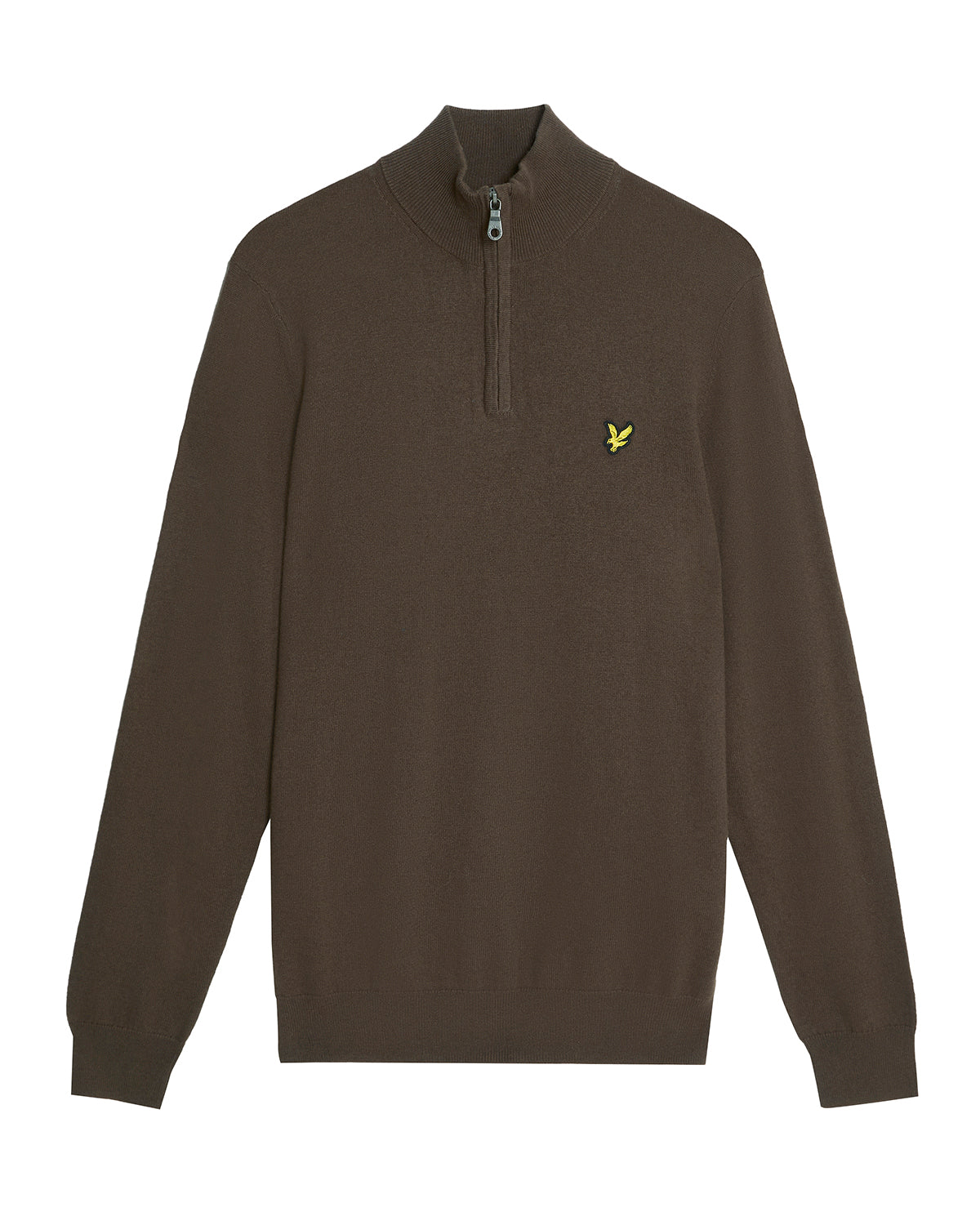 Cotton Merino Quarter Zip Jumper Espresso