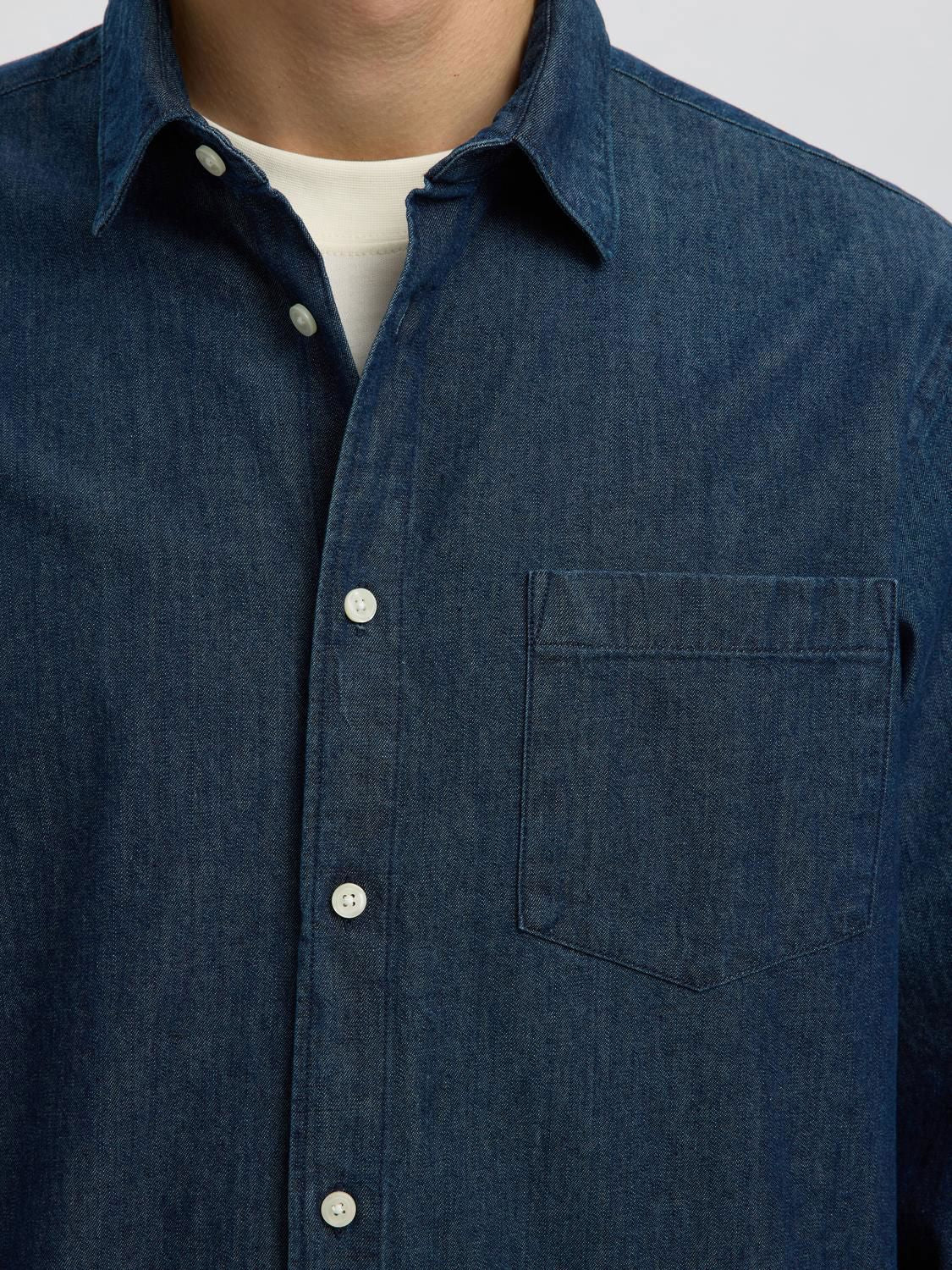 Slmregclaus Carlo Denim Ls Shirt Noos Dark Blue Denim