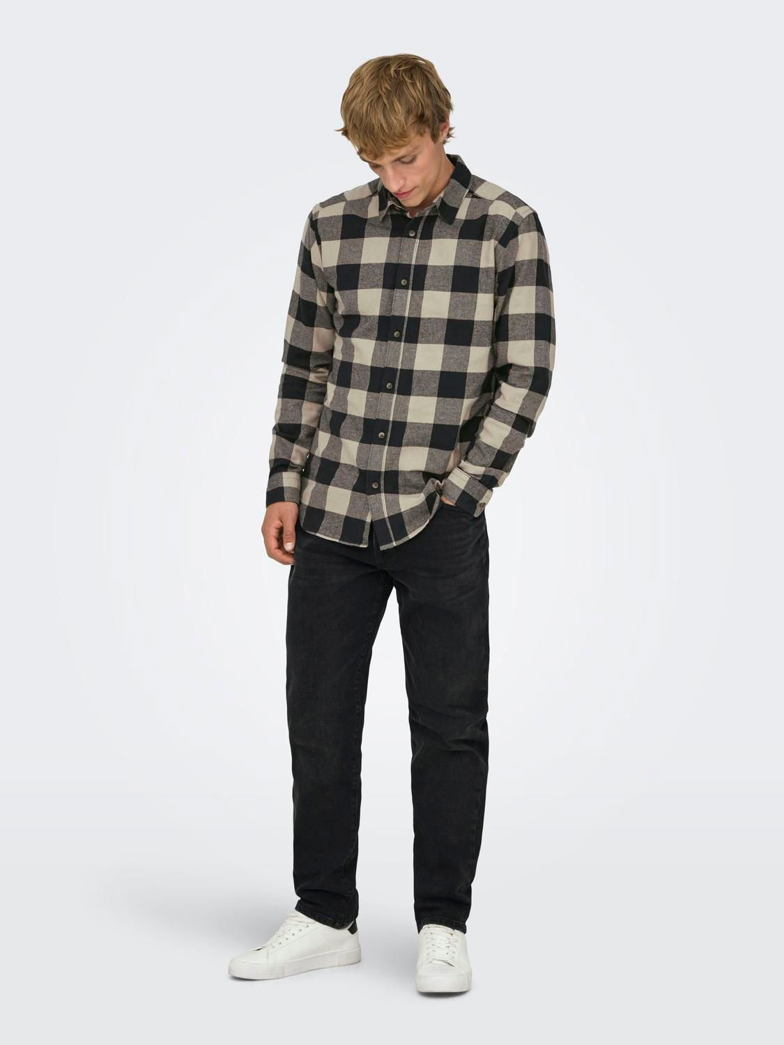Onsgudmund Ls Checked Shirt Noos Dark Navy