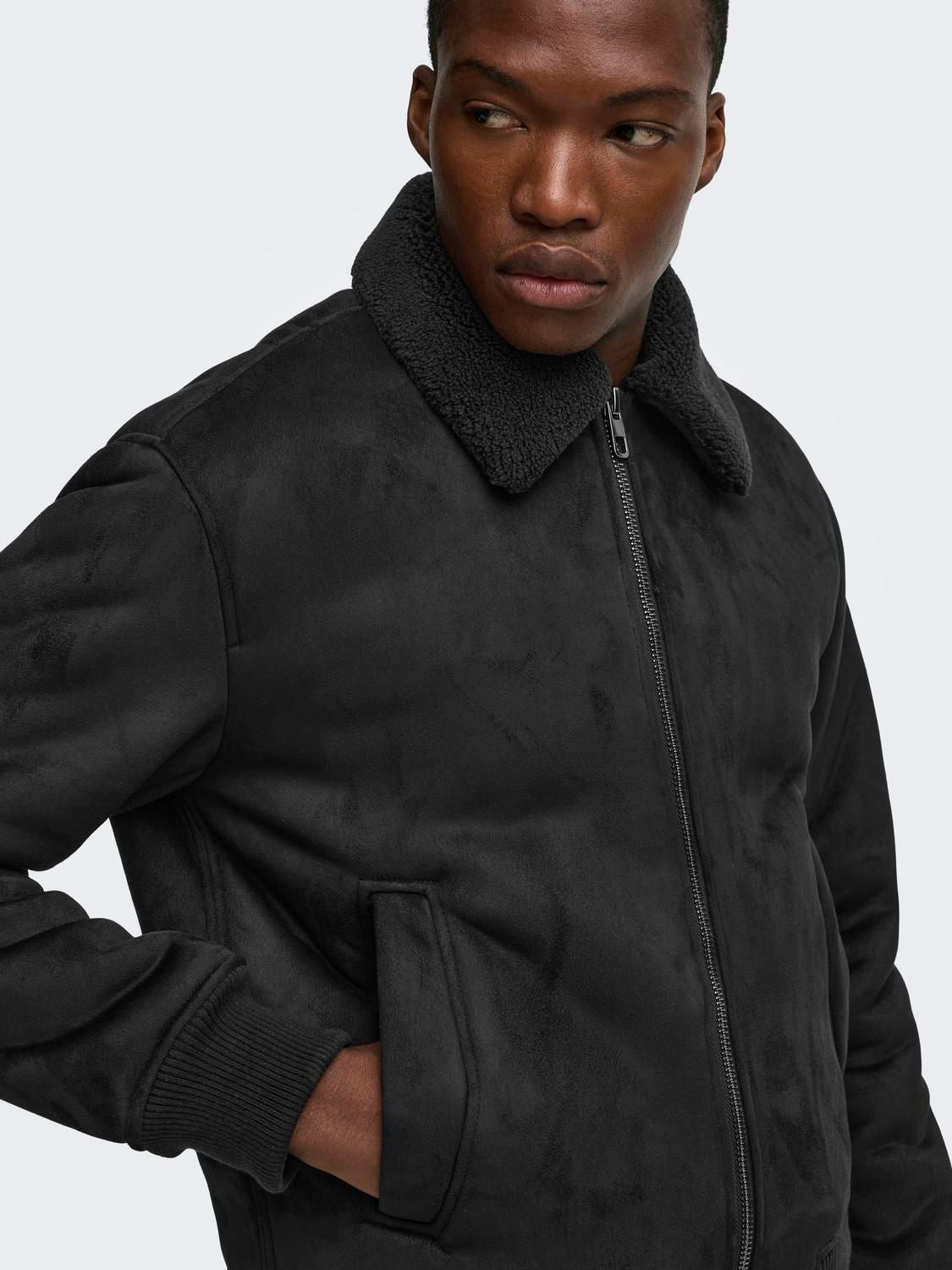 Onsspencer Shearling Jacket Otw Black