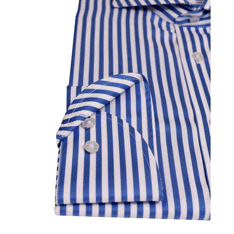 Slim Fit Skjorte – Blå/Hvit Stripet (Non-Iron) 115 Riviera Blue Stripe