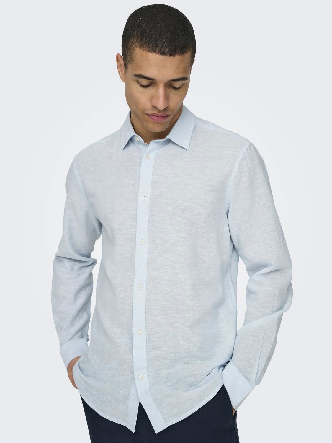 Onscaiden Life Ls Solid Linen Blend Noos Cashmere Blue