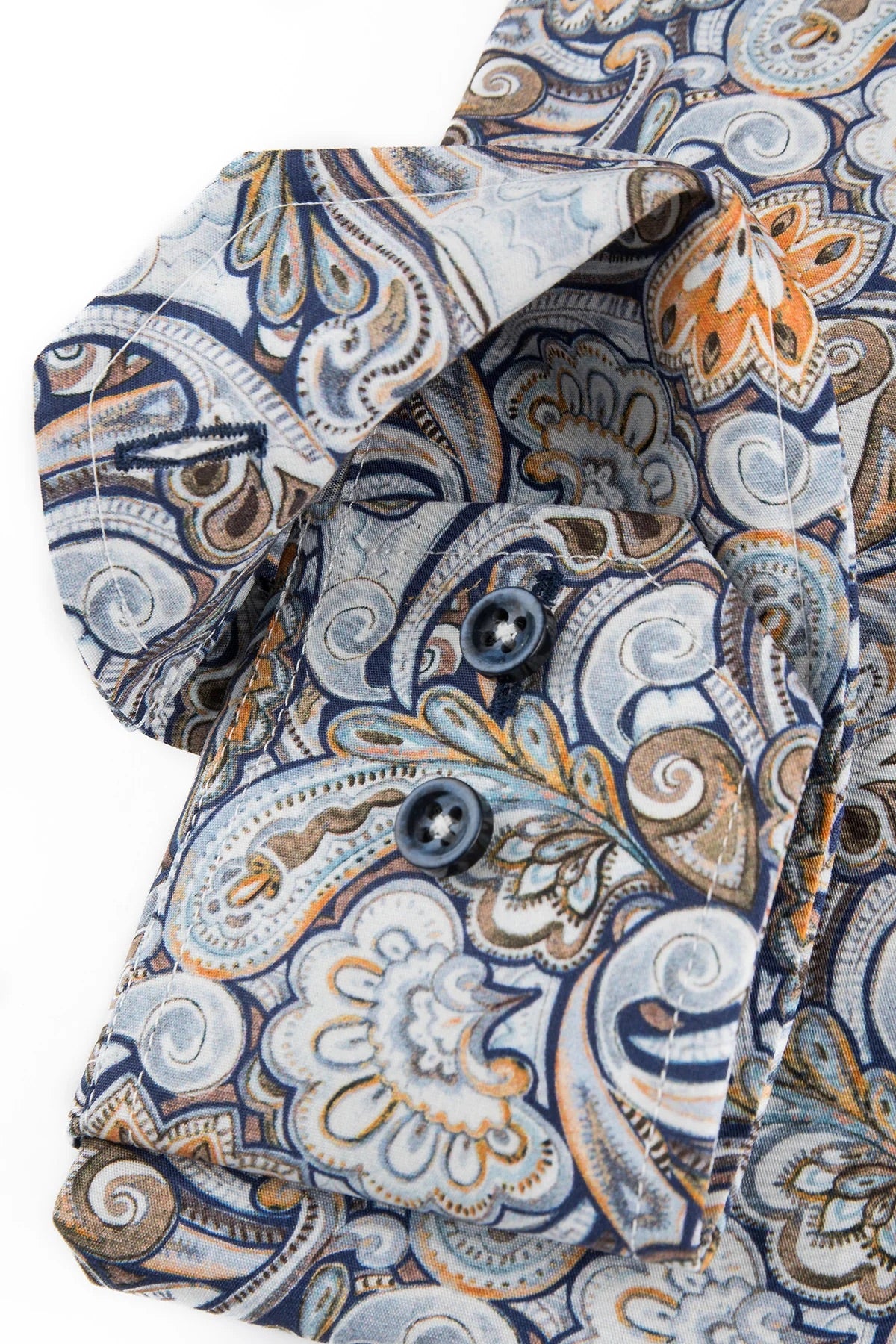 Orange Paisley Printed Slim Fit Shirt Orange Print