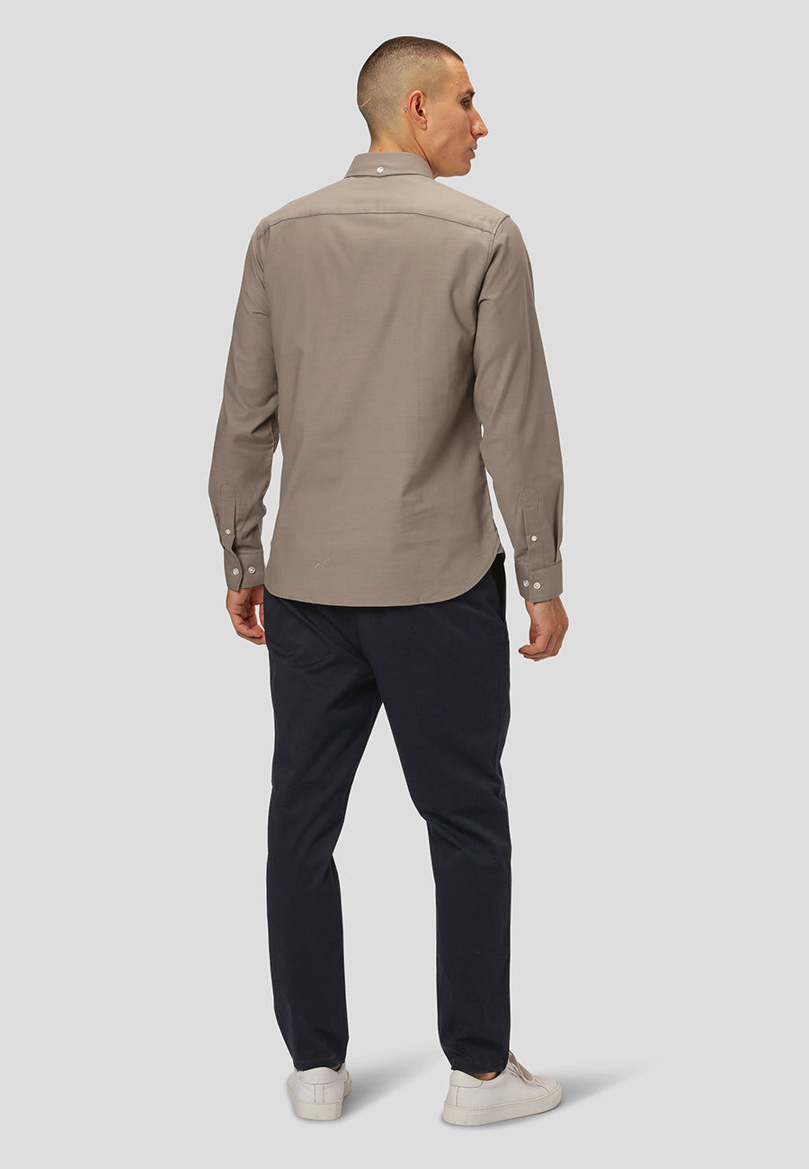 Oxford Stretch plain L/S Dusty Green