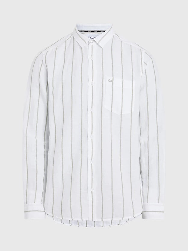 LINEN COTTON STRIPE SHIRT Delta Green