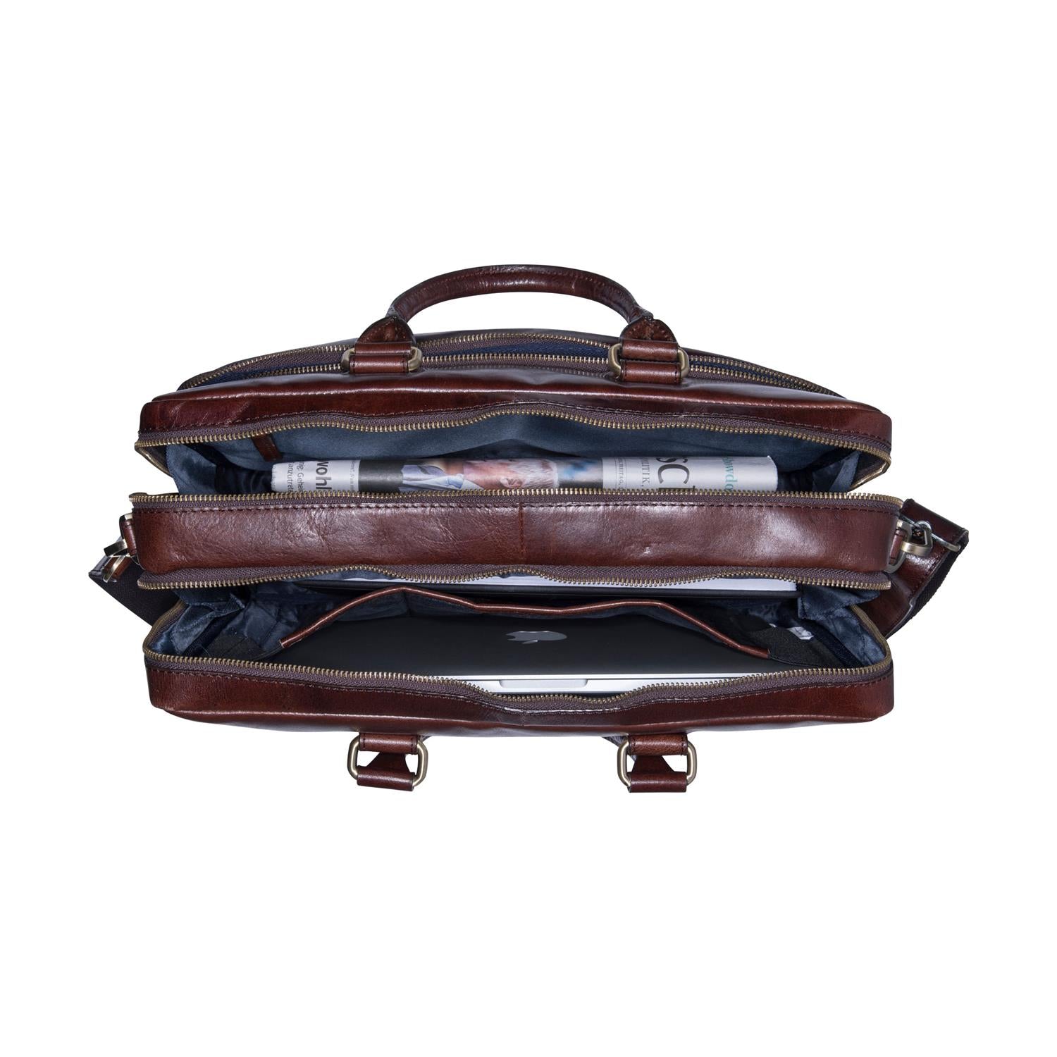 Cambridge Briefcase w/Zipper 2 Comp. Red Brown